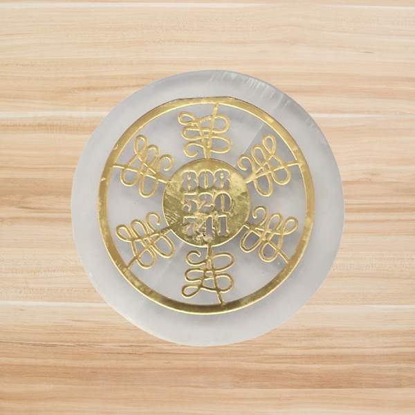 Selenite Money Symbol Acrylic Charging PlateAttract Prosperity 2