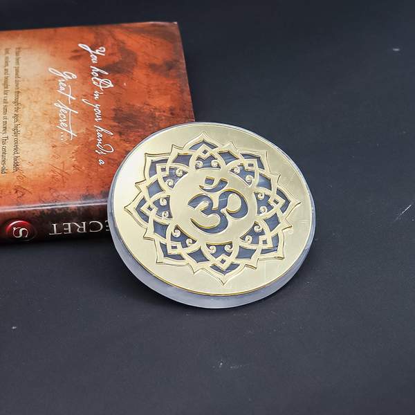 Selenite Om Symbol Acrylic Charging Plate for Spiritual Awakening