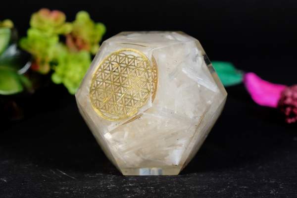 Selenite Orgone Dodecahedron for Clarity & Spiritual Connection