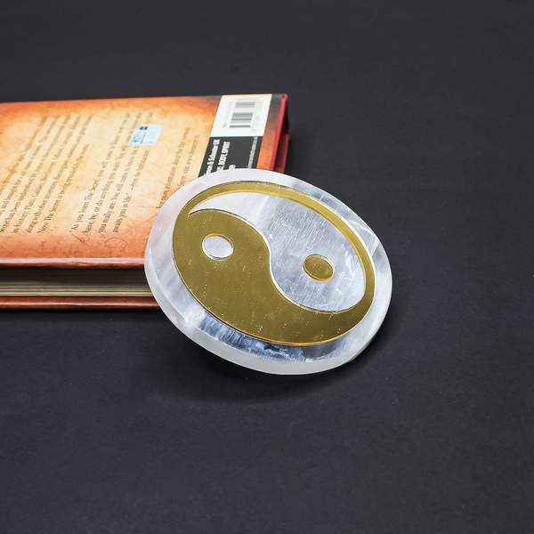 Selenite Yin Yang Acrylic Charm Charging Plate Balance & Purification