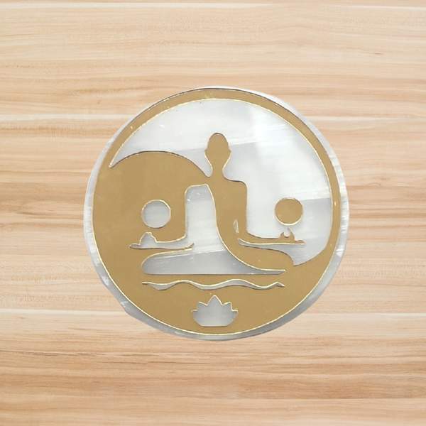 Selenite Yin Yang Acrylic Charm Charging Plate Balance & Purification 2