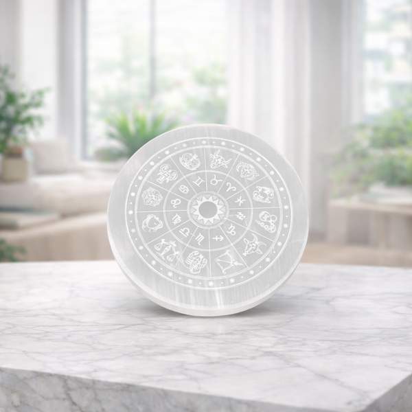 Selenite Zodiac Charging Plate Amplify Cleanse Your Crystals