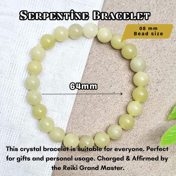 Serpentine Bracelet for Emotional Balance | 8mm Beads 4