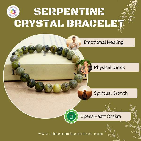 Serpentine Healing Bracelet – Stress Relief, Heart Chakra Balancing 3