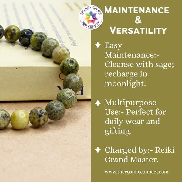 Serpentine Healing Bracelet – Stress Relief, Heart Chakra Balancing 5