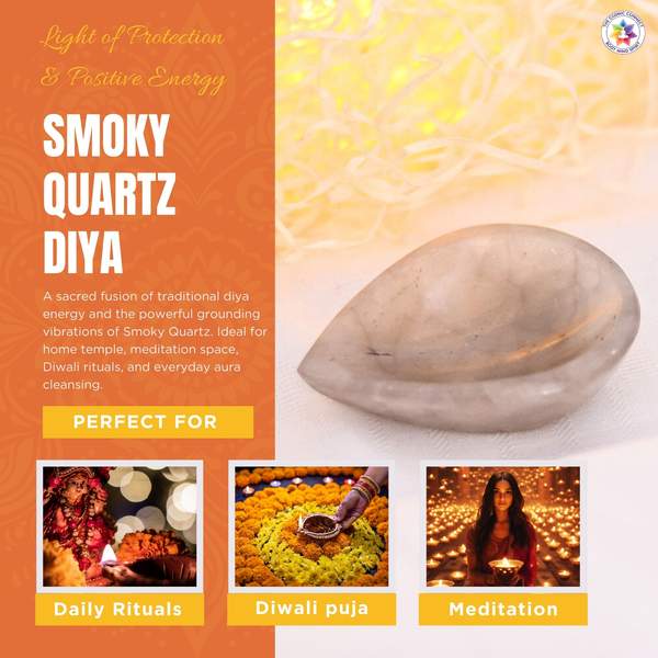 Smoky Quartz Crystal Diya for Wealth, Protection, & Positive Energy 3