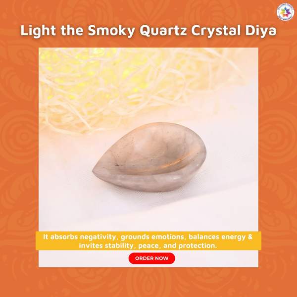 Smoky Quartz Crystal Diya for Wealth, Protection, & Positive Energy 8
