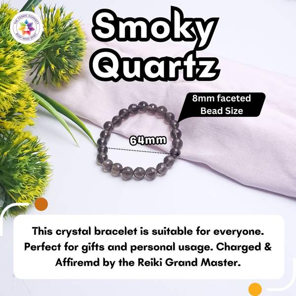 Smoky Quartz Faceted Healing Bracelet - Protection & Grounding 10