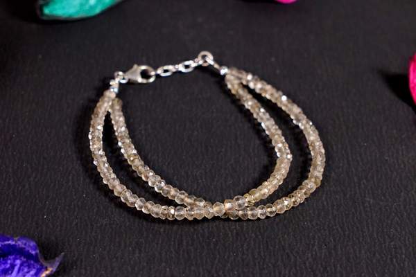 Smoky Quartz Silver Bracelet for Protection & Grounding
