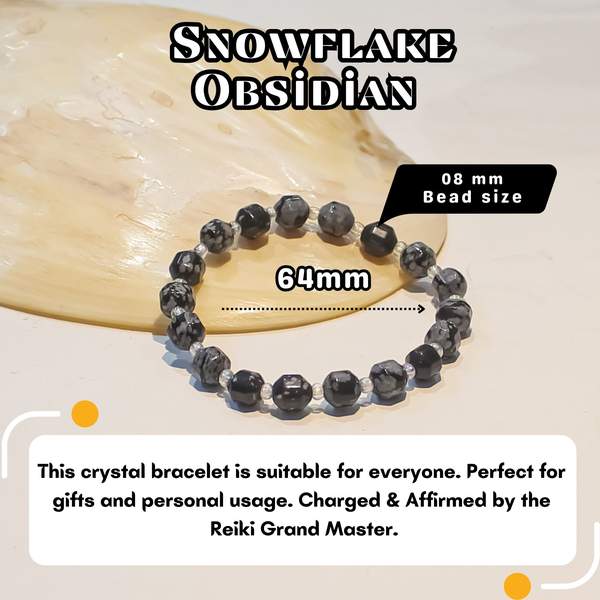 Snowflake Obsidian Faceted Healing Bracelet – Protection, Clarity & Grounding 4
