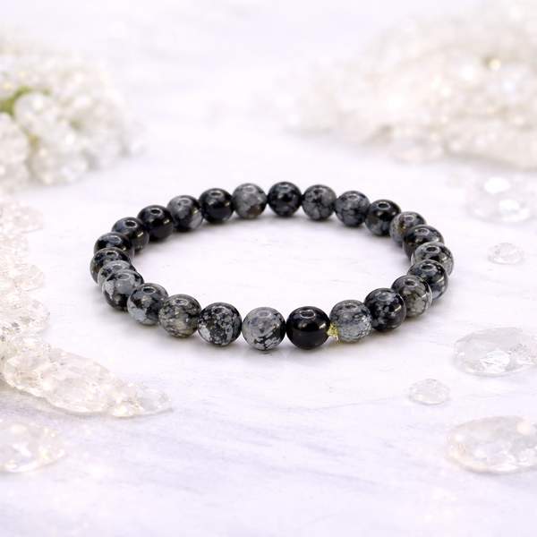 Snowflake Obsidian Healing Bracelet – Protection, Clarity & Emotional Healing