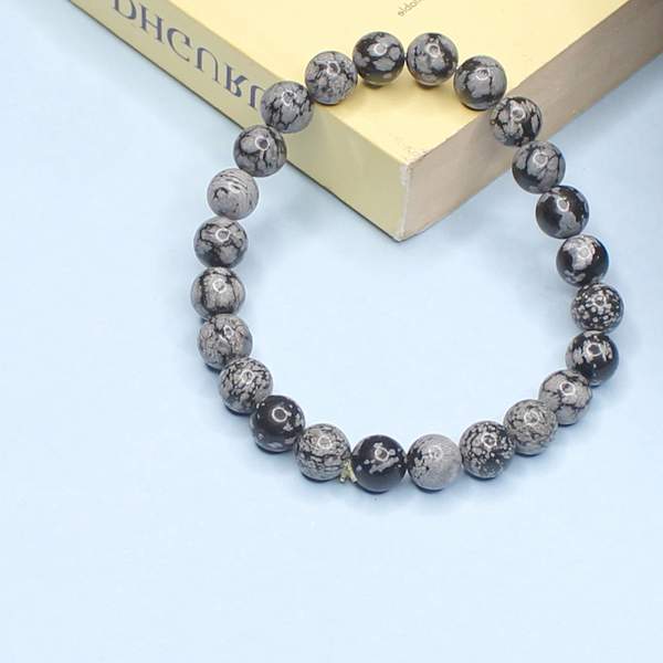 Snowflake Obsidian Healing Bracelet – Protection, Clarity & Emotional Healing 2