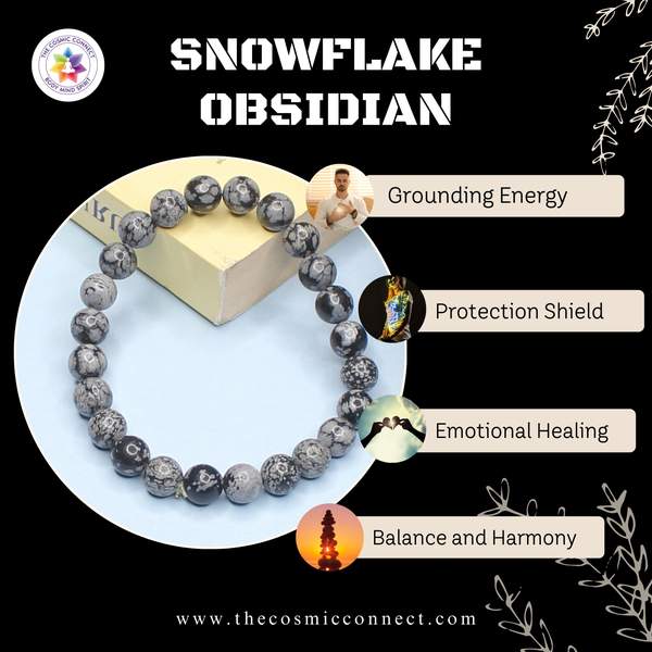 Snowflake Obsidian Healing Bracelet – Protection, Clarity & Emotional Healing 3