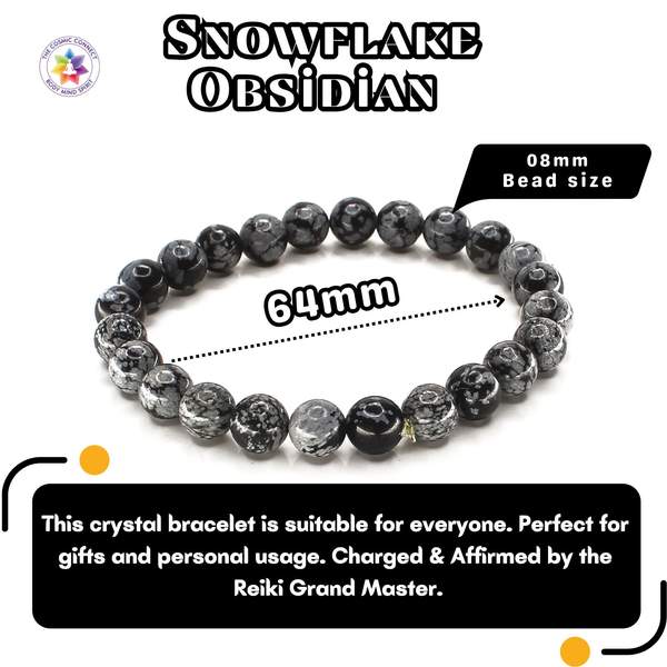 Snowflake Obsidian Healing Bracelet – Protection, Clarity & Emotional Healing 4