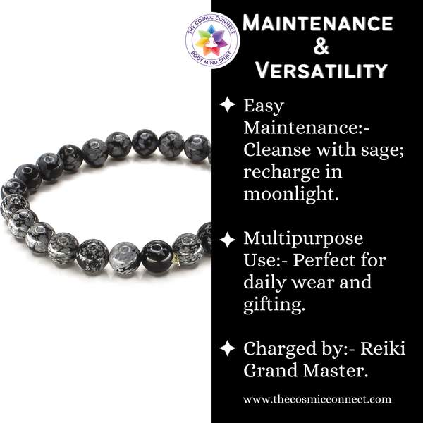 Snowflake Obsidian Healing Bracelet – Protection, Clarity & Emotional Healing 5