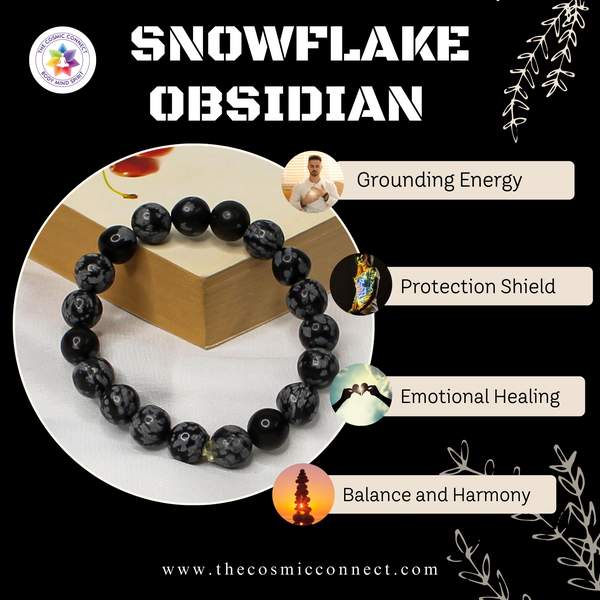 Snowflake Obsidian Healing Bracelet – Protection, Clarity & Emotional Healing 7