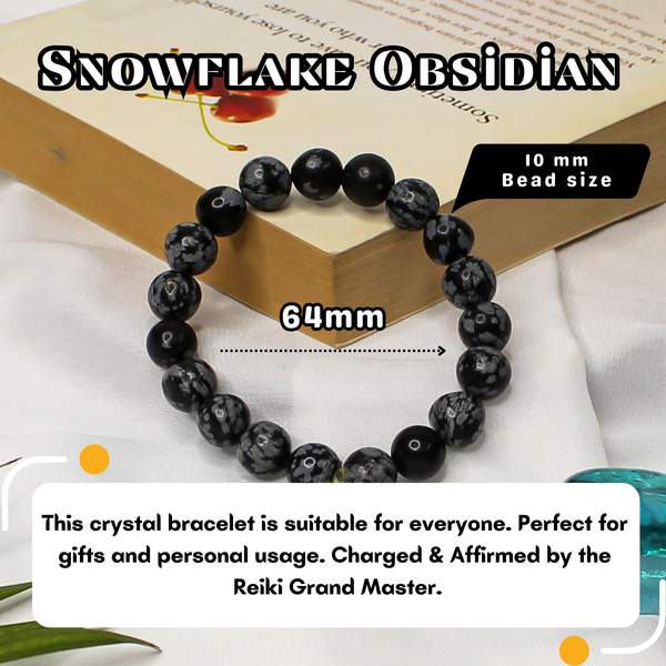 Snowflake Obsidian Healing Bracelet – Protection, Clarity & Emotional Healing 8