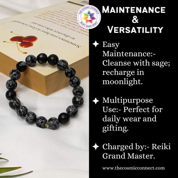 Snowflake Obsidian Healing Bracelet – Protection, Clarity & Emotional Healing 9