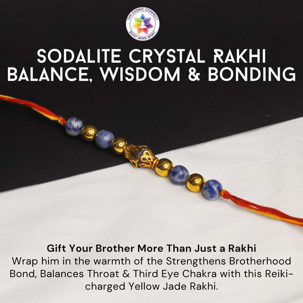 Sodalite Crystal Rakhi for Communication, Wisdom & Inner Calm Reiki Charged 2