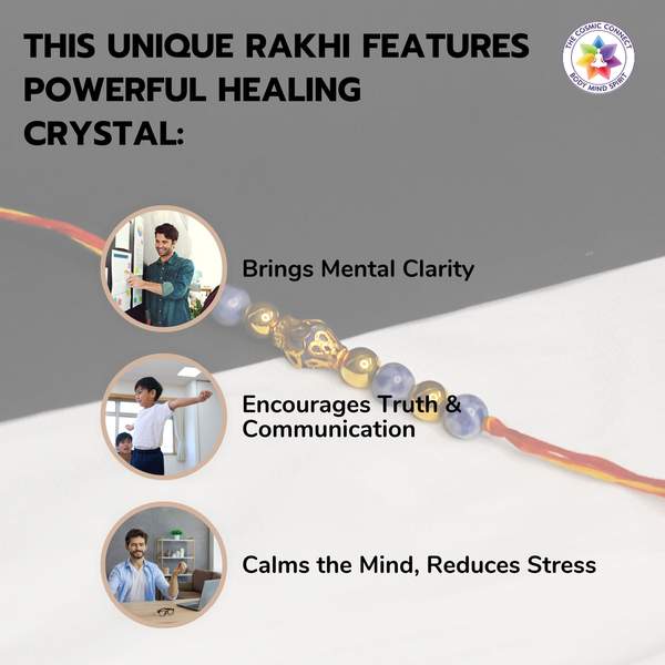 Sodalite Crystal Rakhi for Communication, Wisdom & Inner Calm Reiki Charged 3
