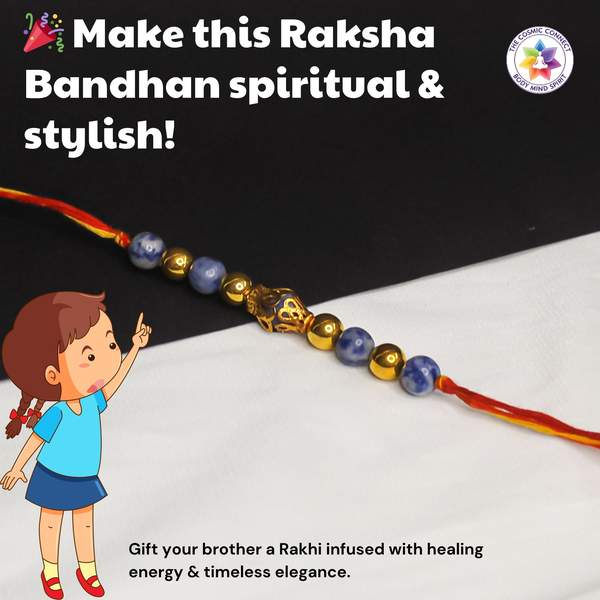 Sodalite Crystal Rakhi for Communication, Wisdom & Inner Calm Reiki Charged 4