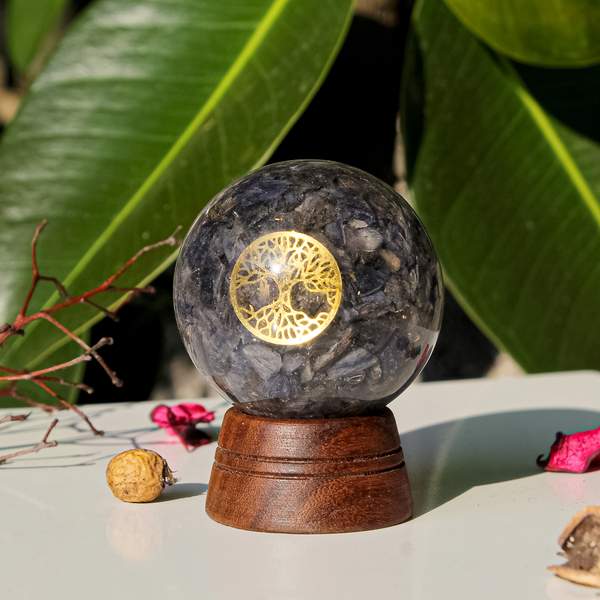 Sodalite Orgone Sphere Enhance Clarity, Intuition & Inner Peace