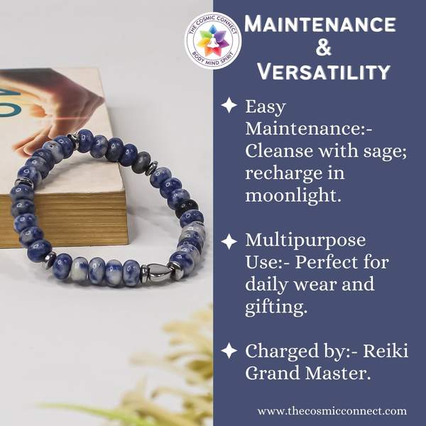 Sodalite Tier Bead Healing Bracelet - Intuition & Communication 10
