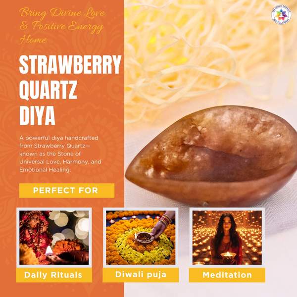 Strawberry Quartz Crystal Diya for Positive Energy, Love, & Vastu Diya 3