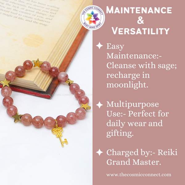 Strawberry Quartz Healing Bracelet for Love, Joy & Emotional Healing 10