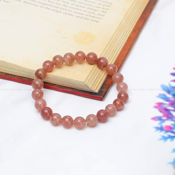 Strawberry Quartz Healing Bracelet for Love, Joy & Emotional Healing 2