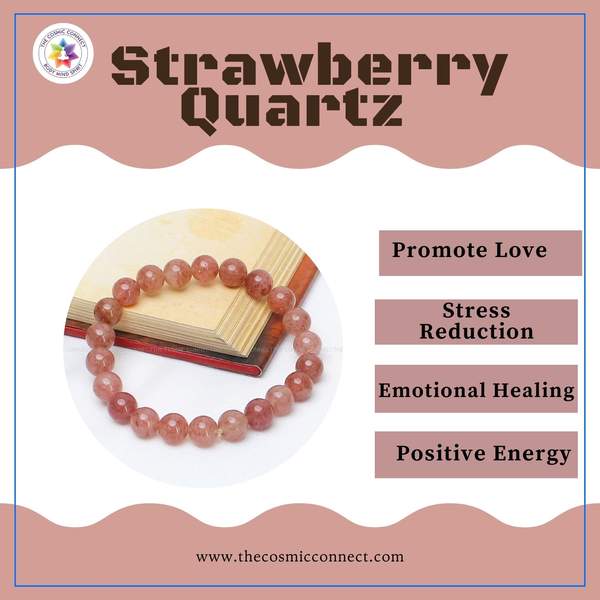 Strawberry Quartz Healing Bracelet for Love, Joy & Emotional Healing 3