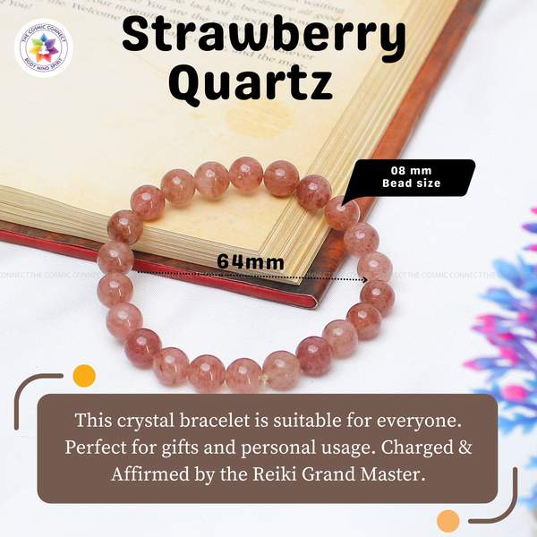 Strawberry Quartz Healing Bracelet for Love, Joy & Emotional Healing 4