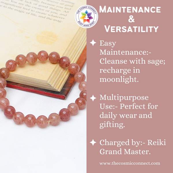Strawberry Quartz Healing Bracelet for Love, Joy & Emotional Healing 5