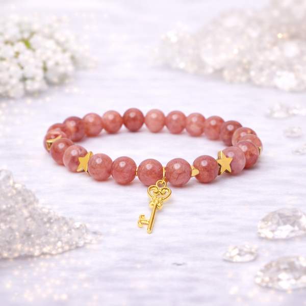 Strawberry Quartz Healing Bracelet for Love, Joy & Emotional Healing 6