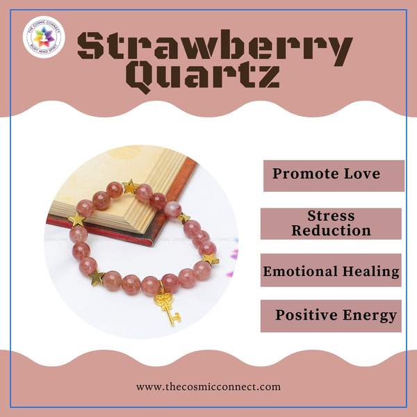 Strawberry Quartz Healing Bracelet for Love, Joy & Emotional Healing 8