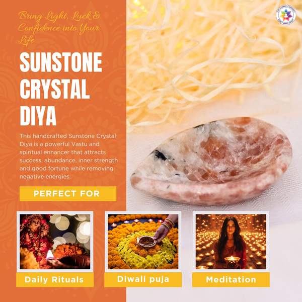 Sunstone Crystal Diya for Home Temple, Chakra Energy Healing 3