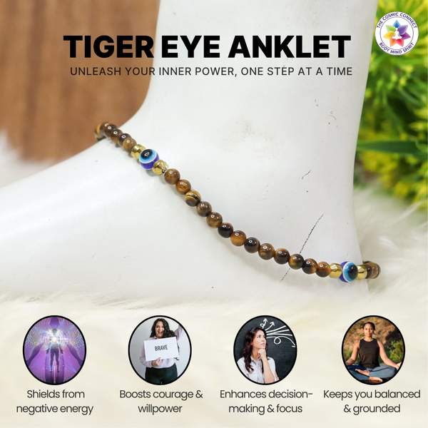 Tiger Eye Crystal Anklet Confidence, Protection, & Success on the Go! 3