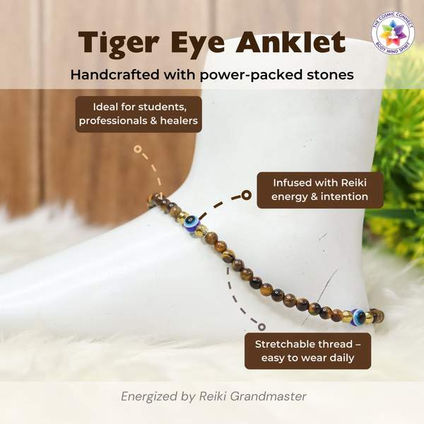 Tiger Eye Crystal Anklet Confidence, Protection, & Success on the Go! 4