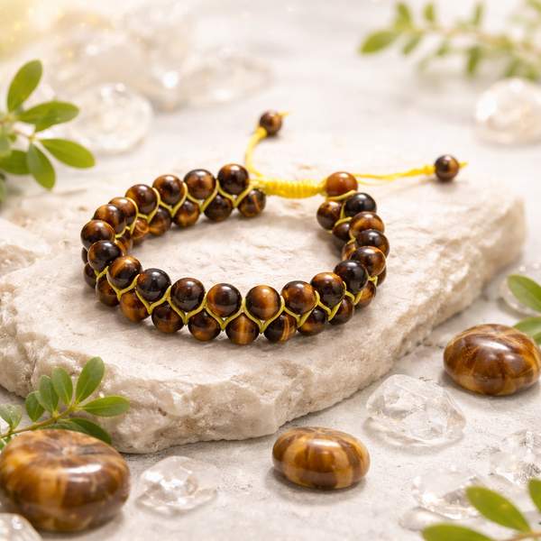 Tiger Eye Double Threaded Healing Bracelet – Empowerment, Courage, and Grounding