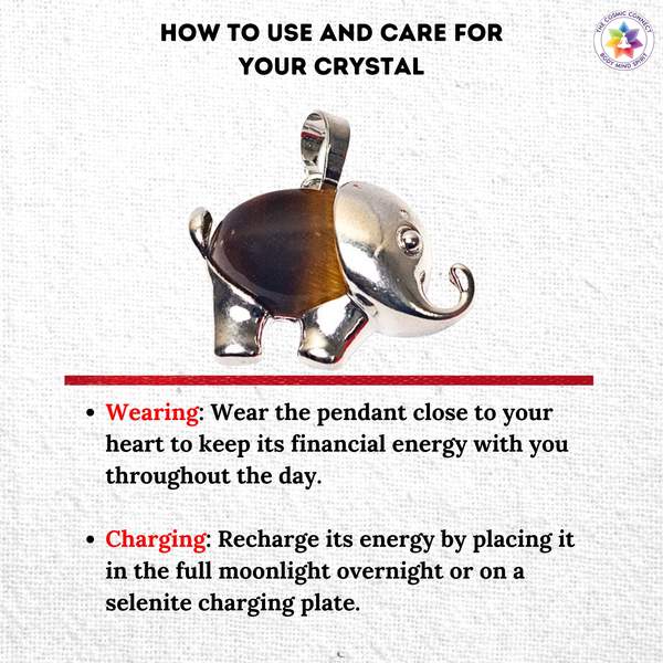 Tiger Eye Elephant Pendant for Protection, & Abundance 3