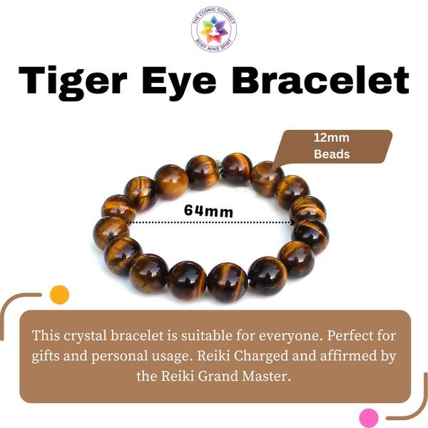 Tiger Eye Healing Bracelet -  Boost Confidence & Protection | 12mm Bead 3