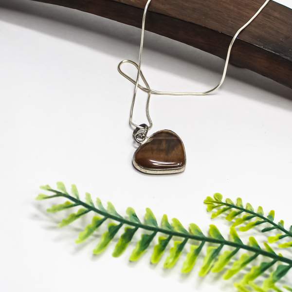 Tiger Eye Heart Style Pendant for Strength, Confidence & Protection