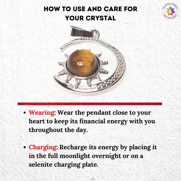 Tiger Eye Moon Style Pendant for Courage, Balance, and Protection 3