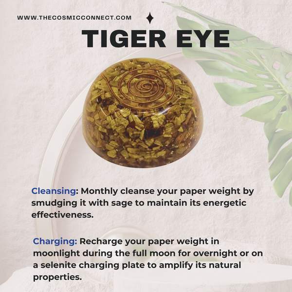 Tiger Eye Orgone Paper Weight for Focus, Confidence & Protection 4