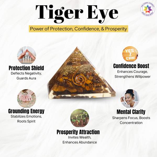 Tiger Eye Orgone Pyramid Unlock Strength, Focus & Prosperity 2