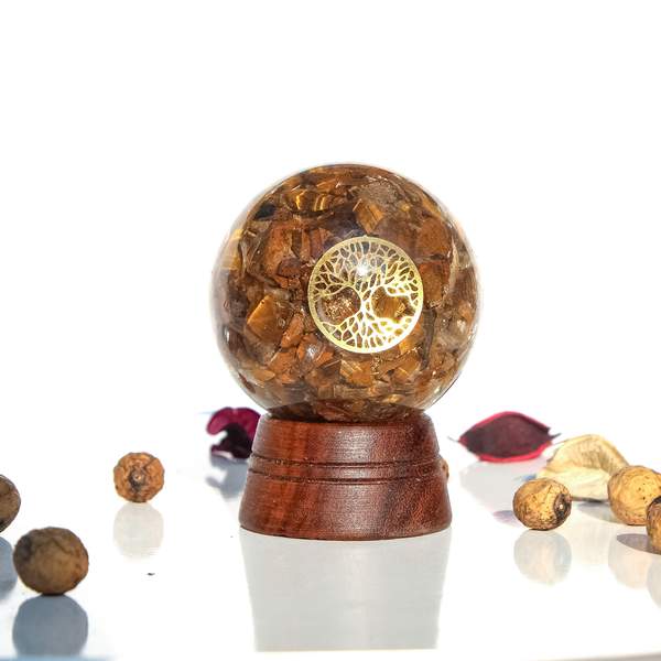 Tiger Eye Orgone Sphere for Confidence, Protection & Prosperity