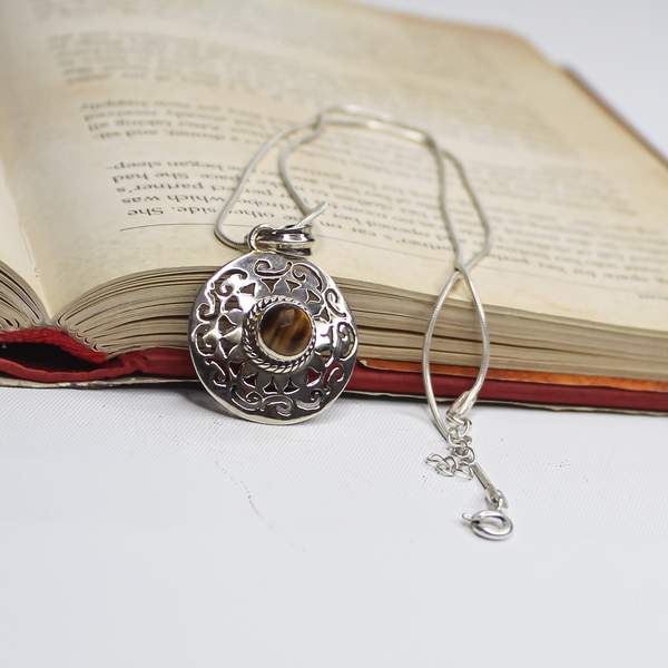Tiger Eye Silver Pendant for Confidence, Clarity, & Protection 4