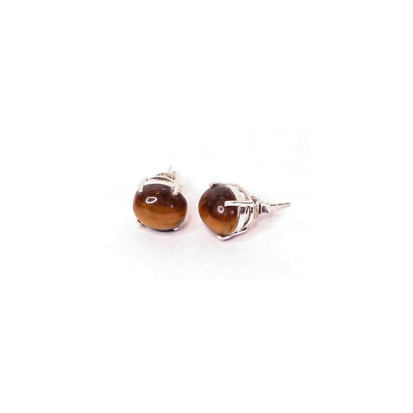 Tiger Eye Silver Studs for Grounding and Protection