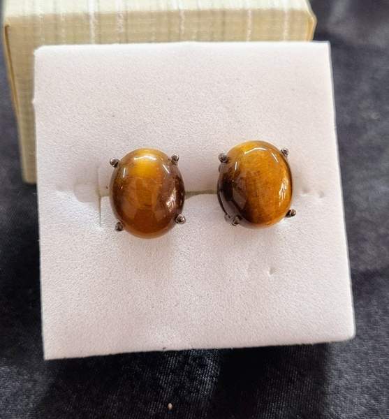 Tiger Eye Silver Studs for Grounding and Protection 2