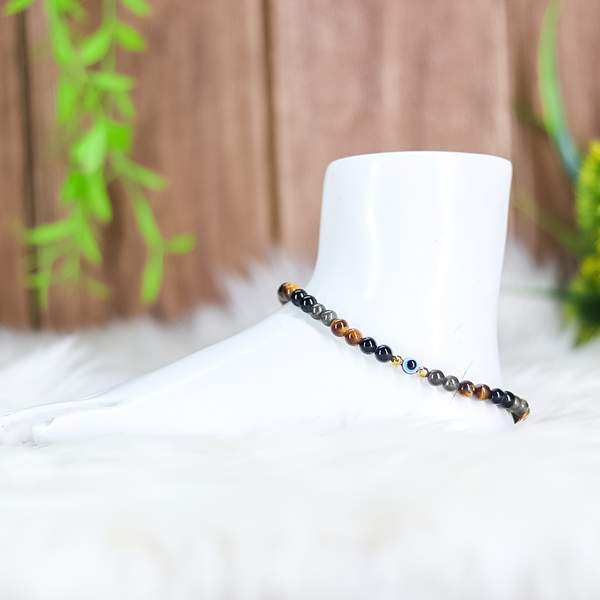 Triple Protection Crystal Anklet for Safety, Strength & Serenity